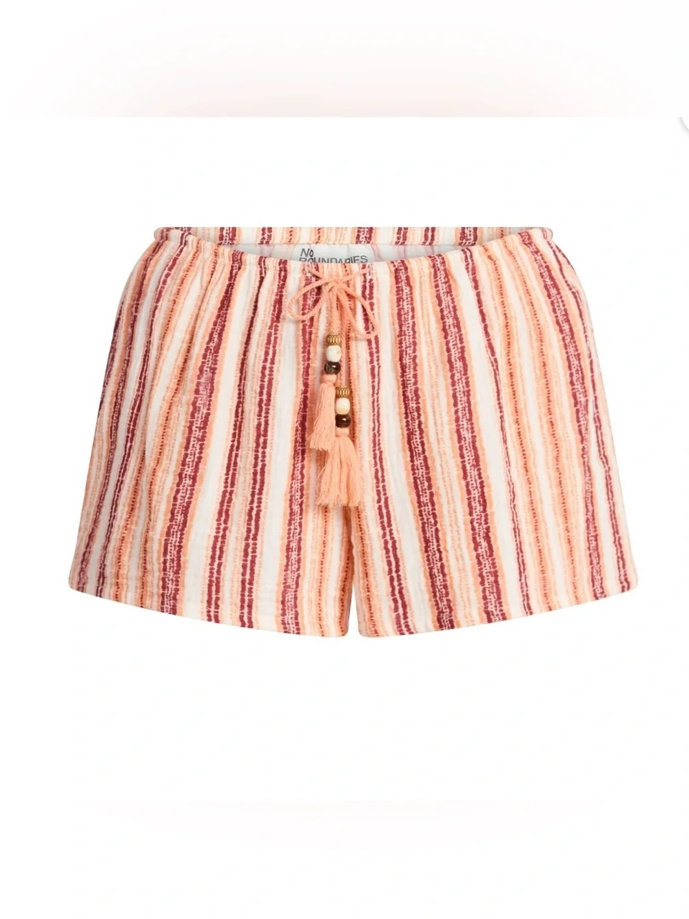 No Boundaries Peach and Cream Striped Cotton Pull On Shorts